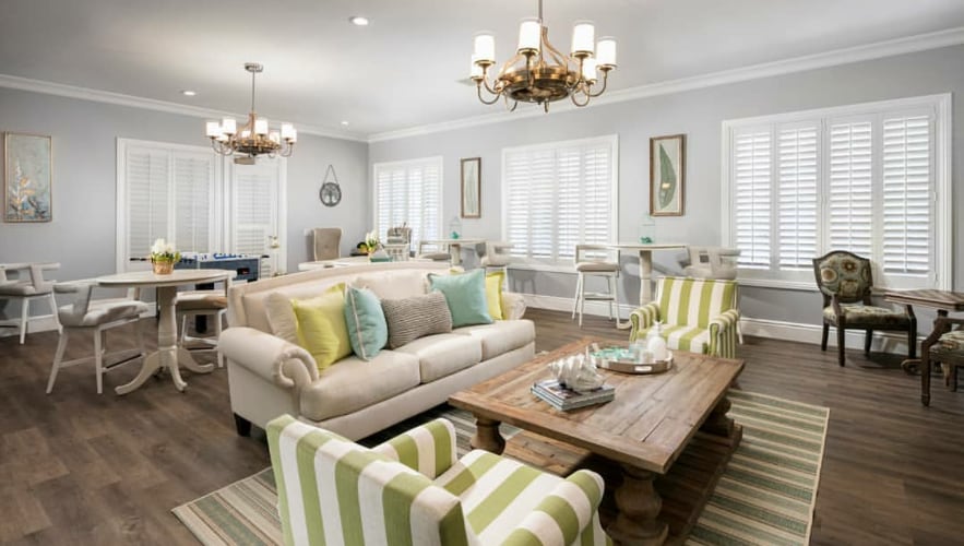 Plantation shutters family room